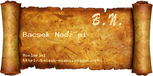 Bacsek Noémi névjegykártya